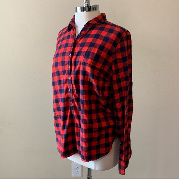 J. CREW Red Buffalo Plaid Flannel Shirt Large Long Sleeve - Picture 3 of 13
